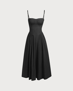 Noir Solenne Square-Neck Midi Dress - view 6