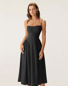 Noir Solenne Square-Neck Midi Dress - view 3