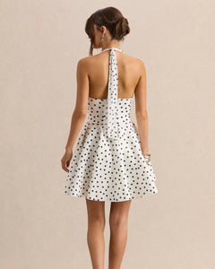 Blanc Colette Polka Dot Halter Mini Dress - side