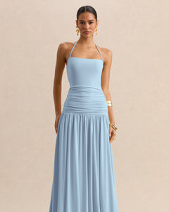 Céleste Isolde Square-Neck Ruched Maxi Dress