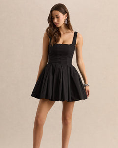 Noir Perrine Square-Neck Skater Mini Dress - back