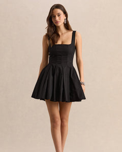 Noir Perrine Square-Neck Skater Mini Dress - front