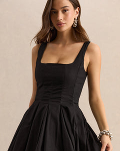 Noir Perrine Square-Neck Skater Mini Dress - detail