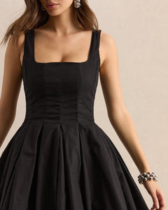 Noir Perrine Square-Neck Skater Mini Dress - close up