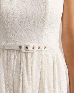 Dentelle Adeline Belted Lace Midi Dress - styling