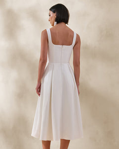 Crème Élodie Scoop-Neck Midi Dress - front