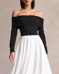 Monochrome Margot Bardot-Neck Midi Dress - side