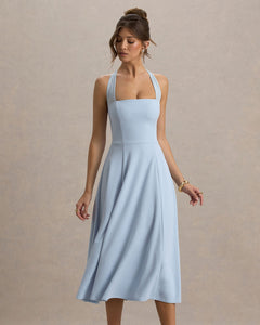 Céleste Léonie Mesh Halter Midi Dress - front