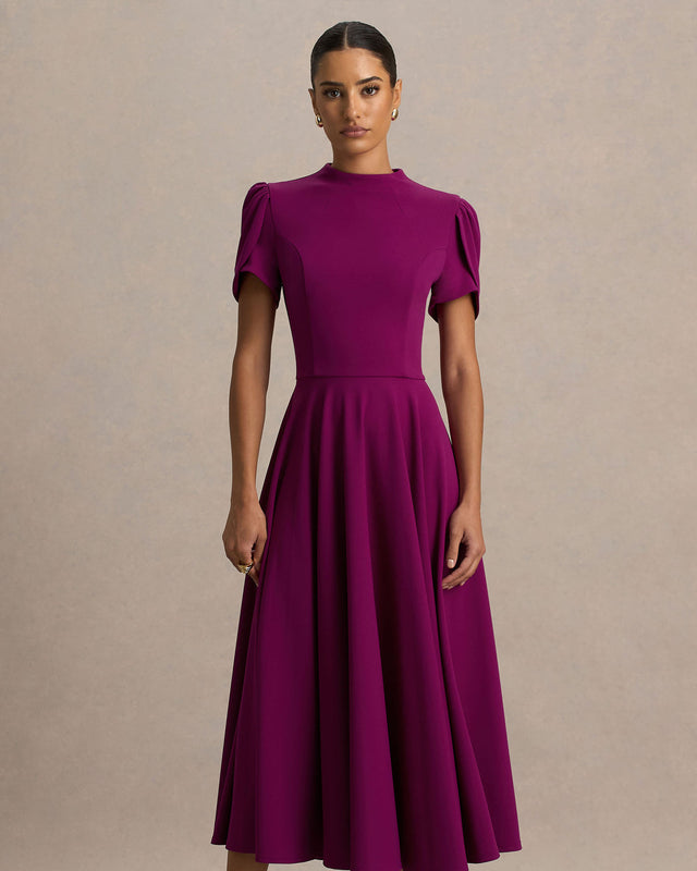 Mûre Mathilde High-Neck Puff Sleeve Midi Dress
