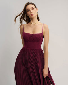 Bordeaux Séraphine Sweetheart Maxi Dress in wine red