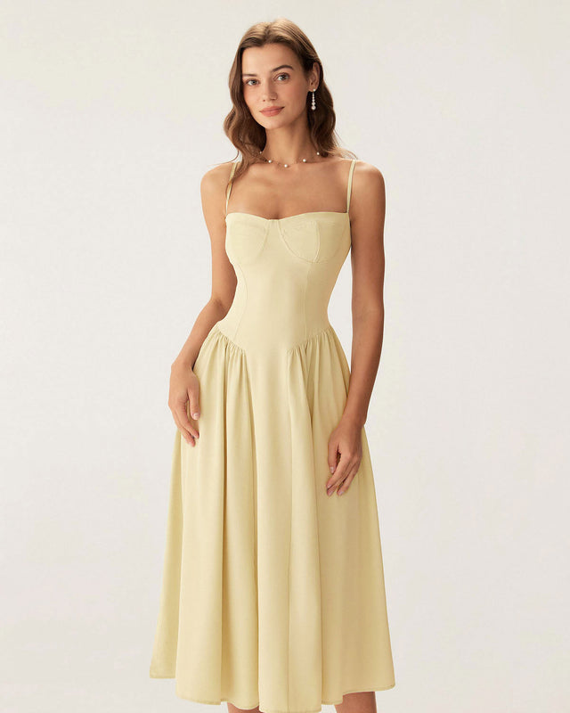 The Marigold Square-Neck Slip Dress - front