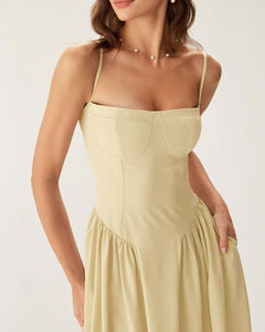 The Marigold Square-Neck Slip Dress - detail
