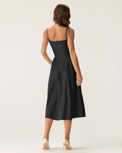 Noir Solenne Square-Neck Midi Dress - view 5