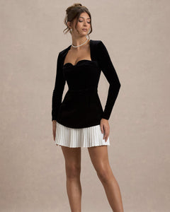Noir Bérénice Velvet Sweetheart Mini Dress - back