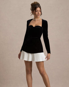 Noir Bérénice Velvet Sweetheart Mini Dress - detail