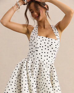 Blanc Colette Polka Dot Halter Mini Dress - back