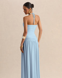 Céleste Isolde Square-Neck Ruched Maxi Dress - close up