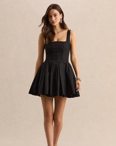 Noir Perrine Square-Neck Skater Mini Dress