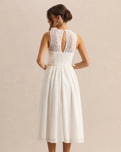 Dentelle Adeline Belted Lace Midi Dress - side
