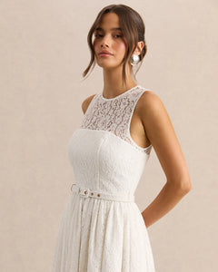Dentelle Adeline Belted Lace Midi Dress - back