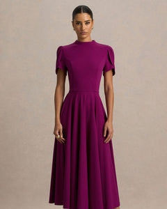 Mûre Mathilde High-Neck Puff Sleeve Midi Dress - close up