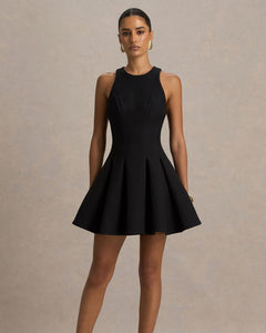 Noir Amandine High-Neck Ruffle Mini Dress - close up