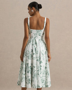 Porcelaine Juliette Square-Neck Midi Dress - side